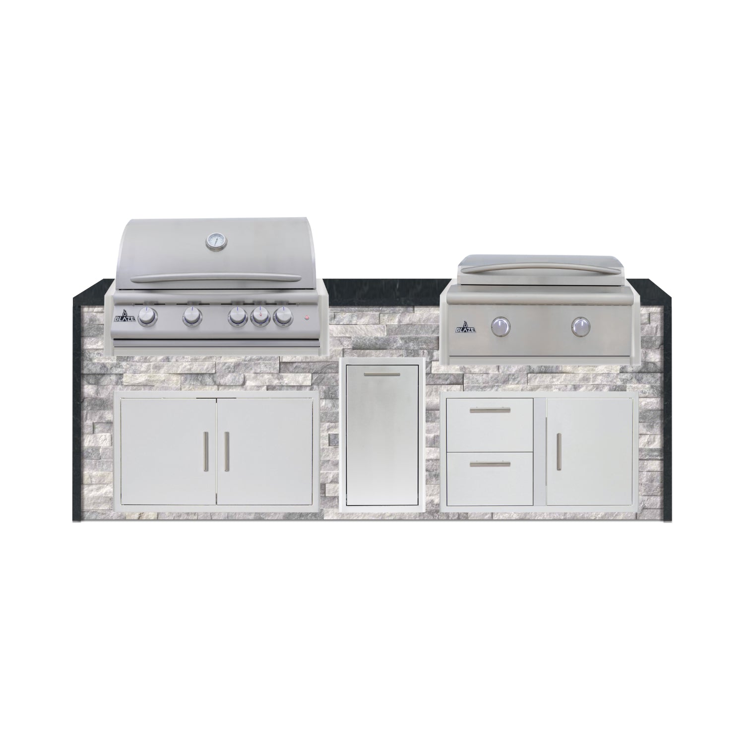 Blaze 96" Luxury Waterfall Finished Outdoor Kitchen PKG 13-ST-BLZ-13L+WF-ST