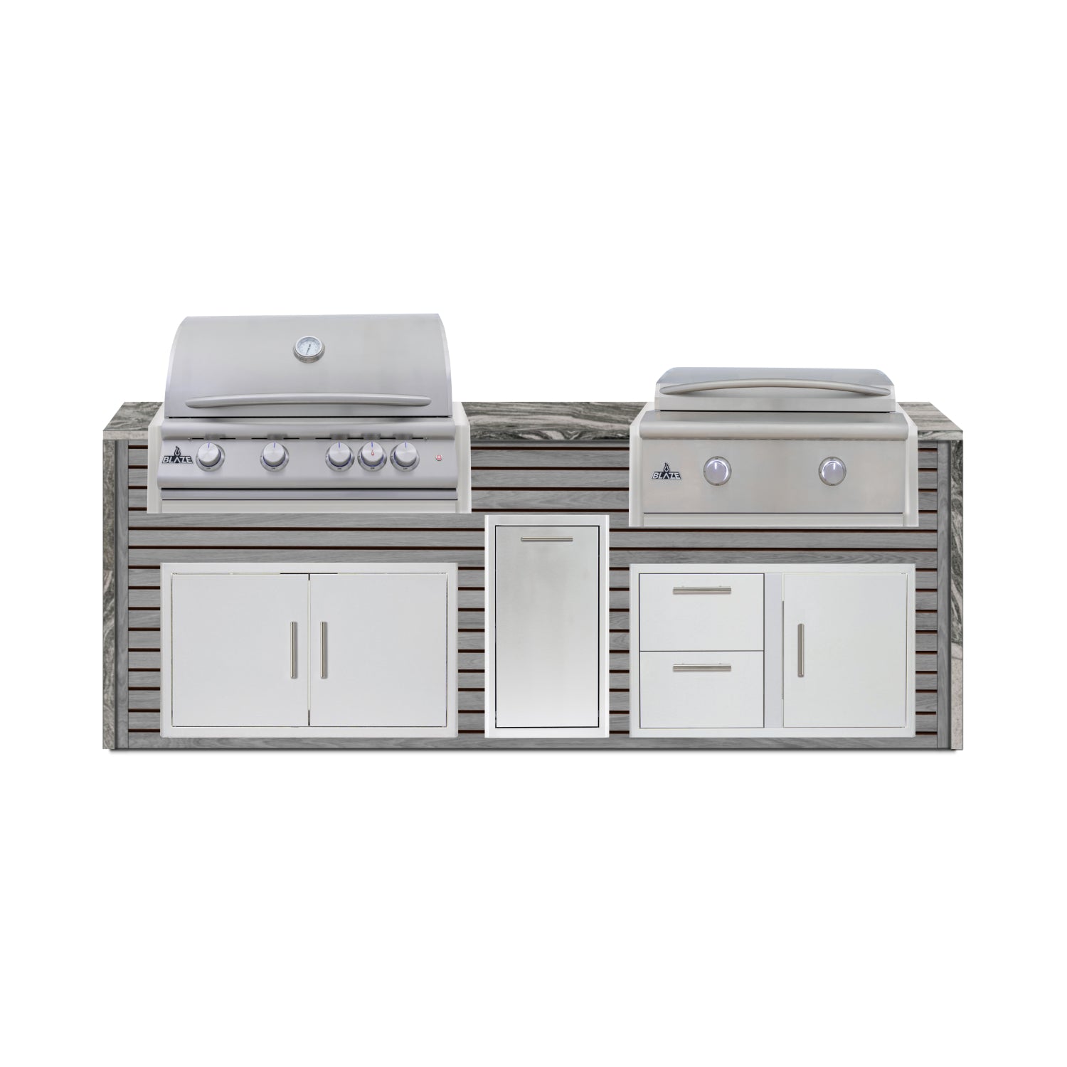 Blaze 72" Luxury Waterfall Finished Outdoor Kitchen PKG 4-AP-BLZ-4L+WF-AP