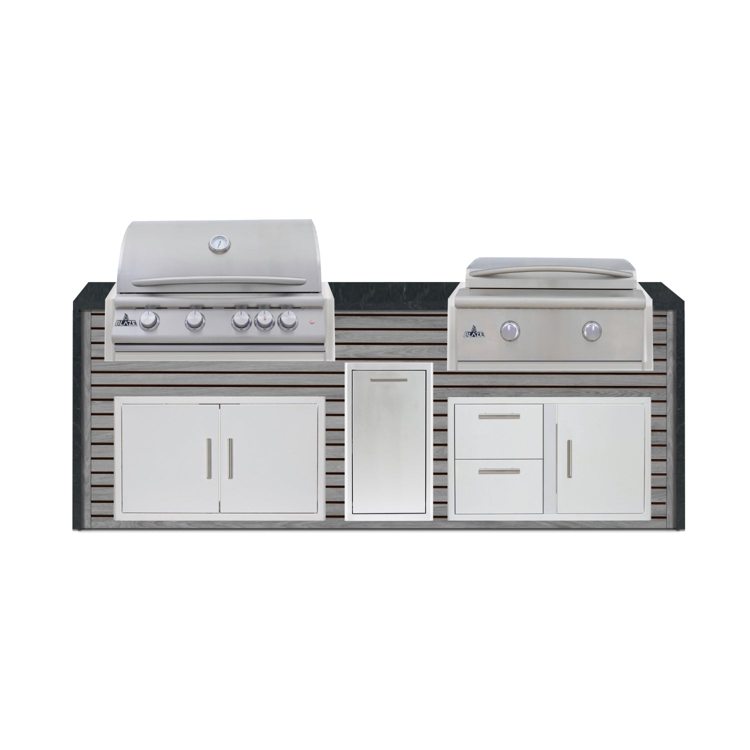 Blaze 96" Luxury Waterfall Finished Outdoor Kitchen PKG 13-AP-BLZ-13L+WF-AP