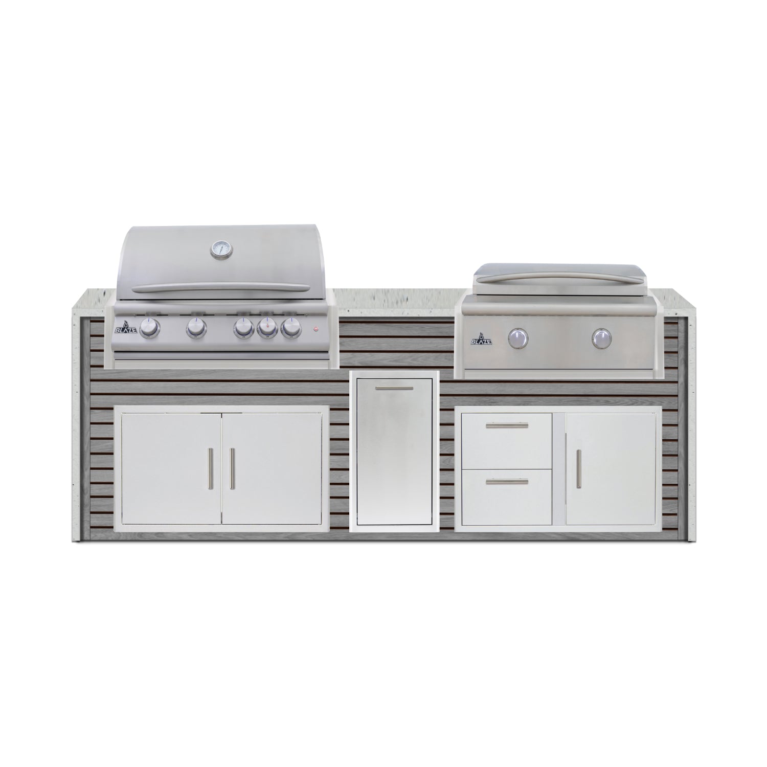 Blaze 72" Luxury Waterfall Finished Outdoor Kitchen PKG 4-AP-BLZ-4L+WF-AP