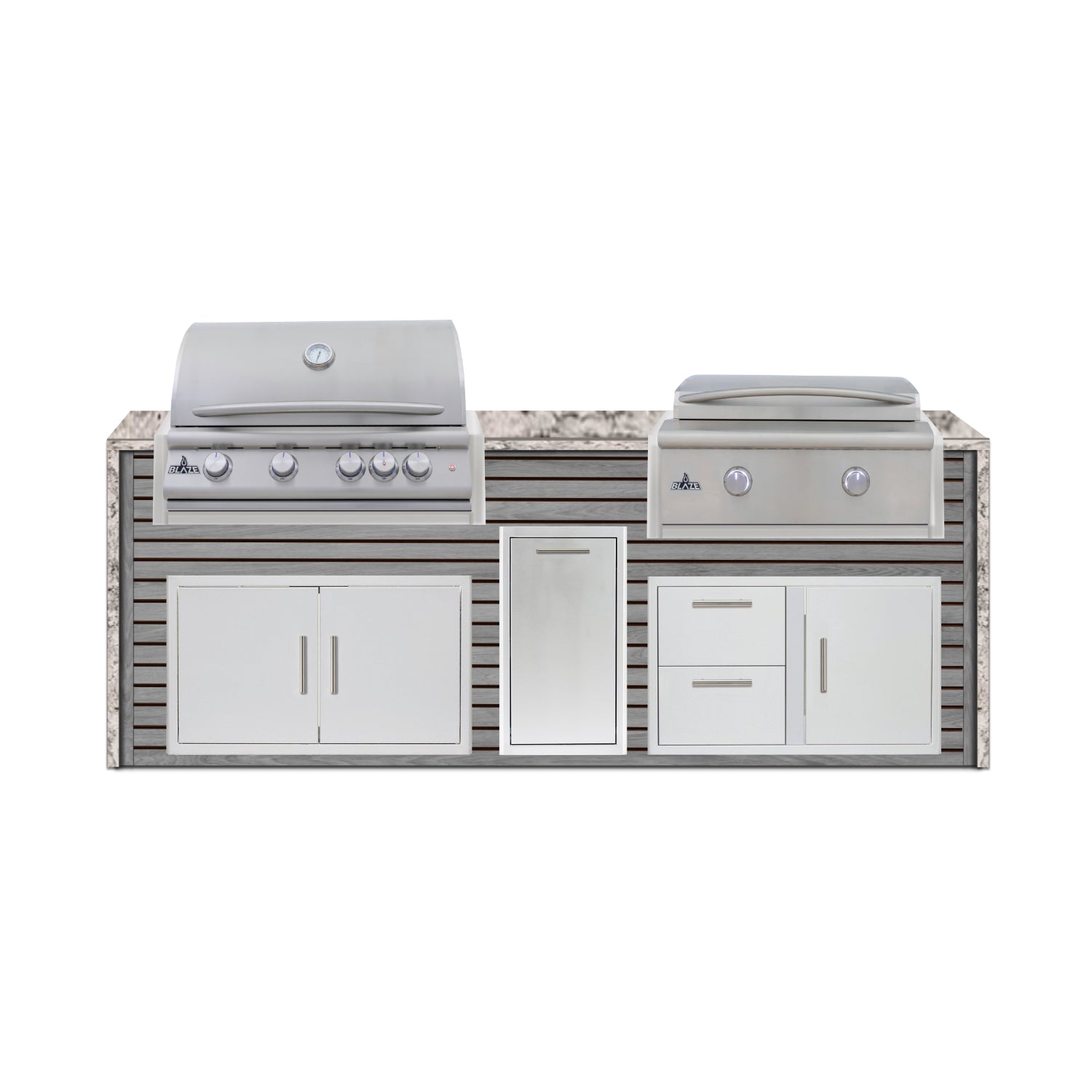 Blaze 96" Luxury Waterfall Finished Outdoor Kitchen PKG 13-AP-BLZ-13L+WF-AP