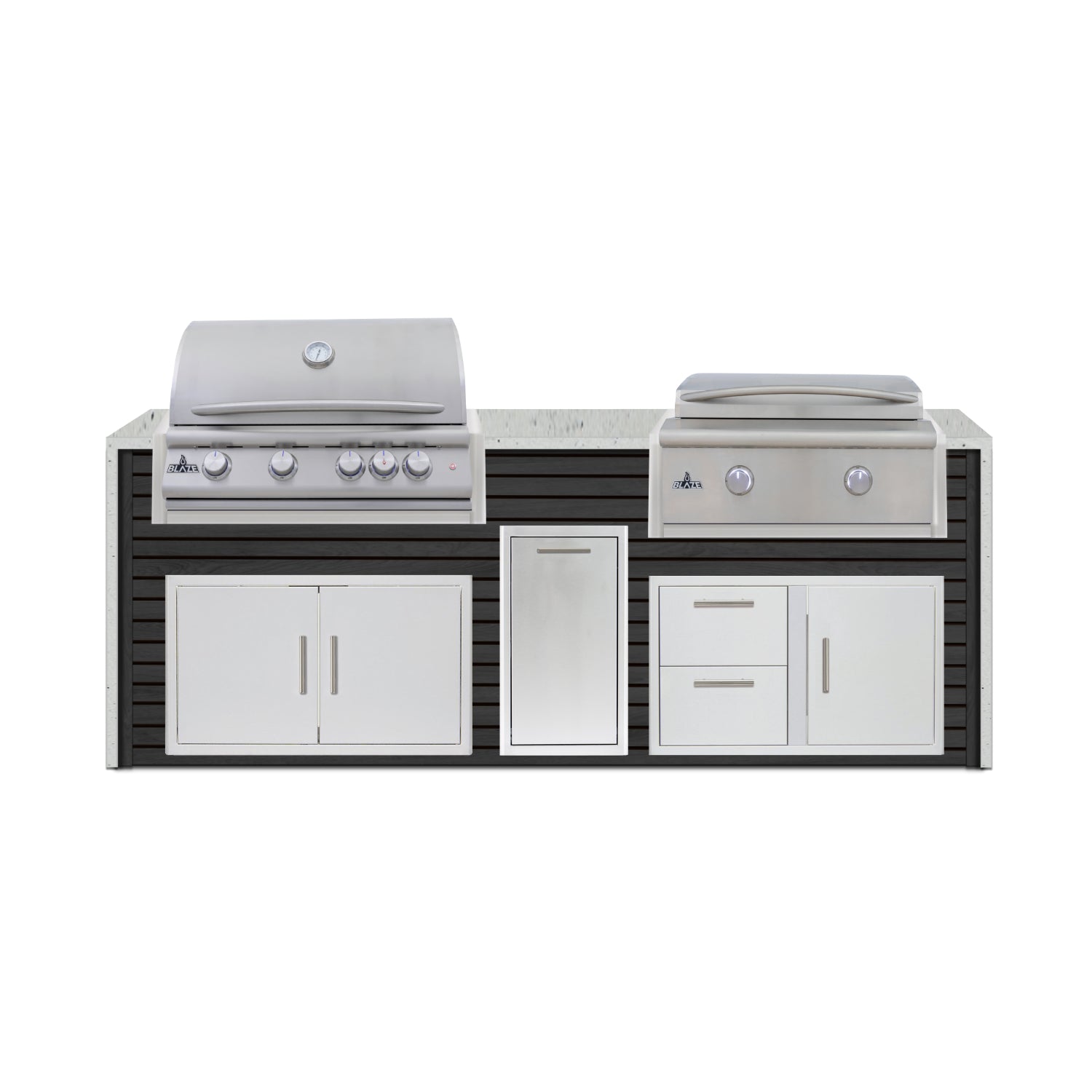 Blaze 72" Luxury Waterfall Finished Outdoor Kitchen PKG 4-AP-BLZ-4L+WF-AP