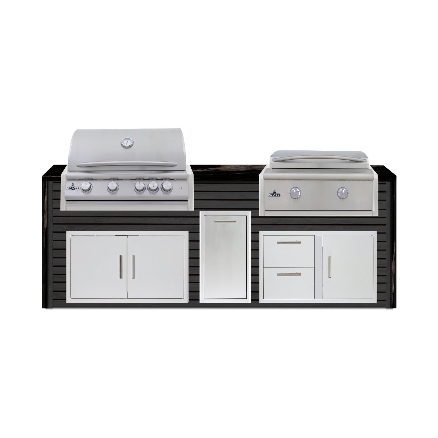 Blaze 72" Luxury Waterfall Finished Outdoor Kitchen PKG 4-AP-BLZ-4L+WF-AP