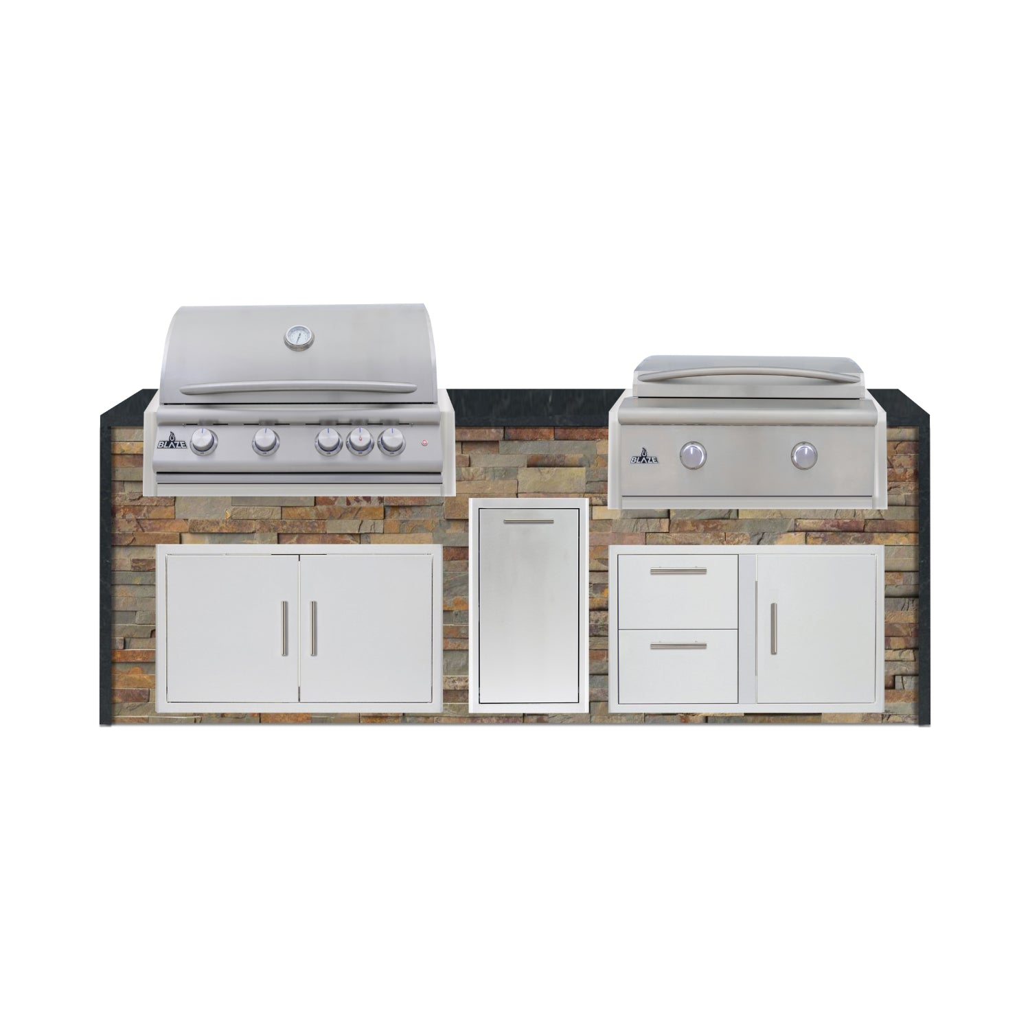 Blaze 96" Luxury Waterfall Finished Outdoor Kitchen PKG 13-ST-BLZ-13L+WF-ST