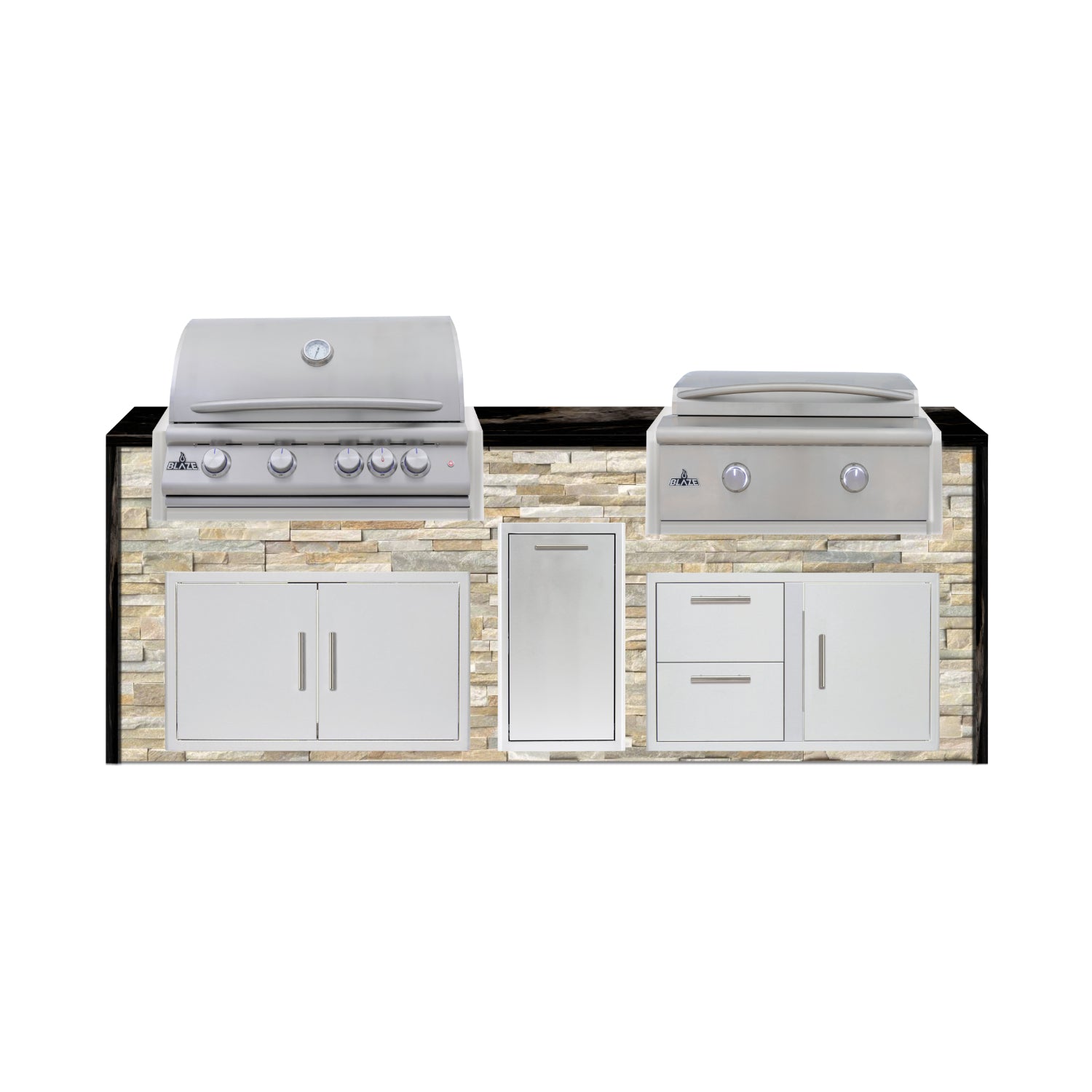 Blaze 96" Luxury Waterfall Finished Outdoor Kitchen PKG 13-ST-BLZ-13L+WF-ST