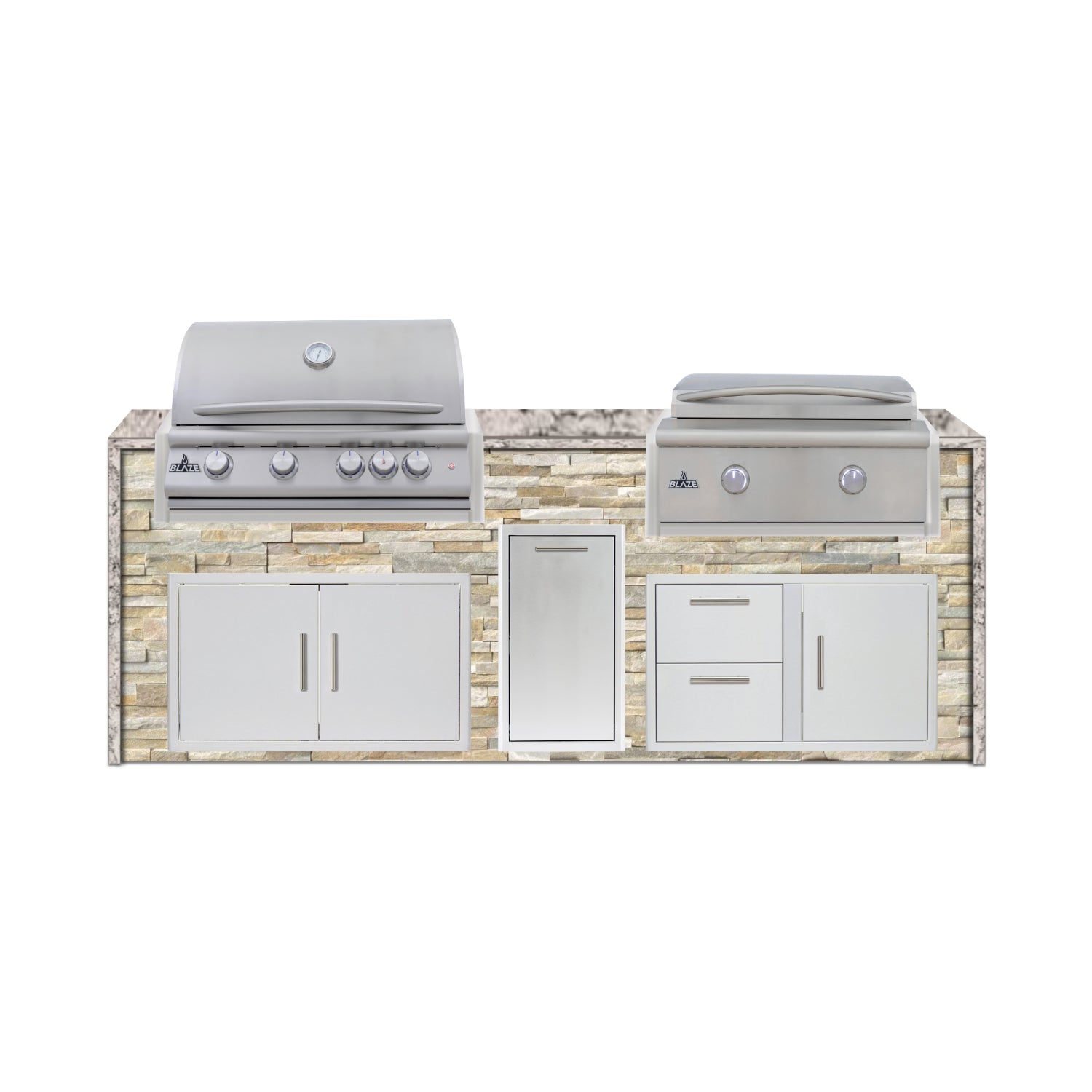 Blaze 96" Luxury Waterfall Finished Outdoor Kitchen PKG 13-ST-BLZ-13L+WF-ST