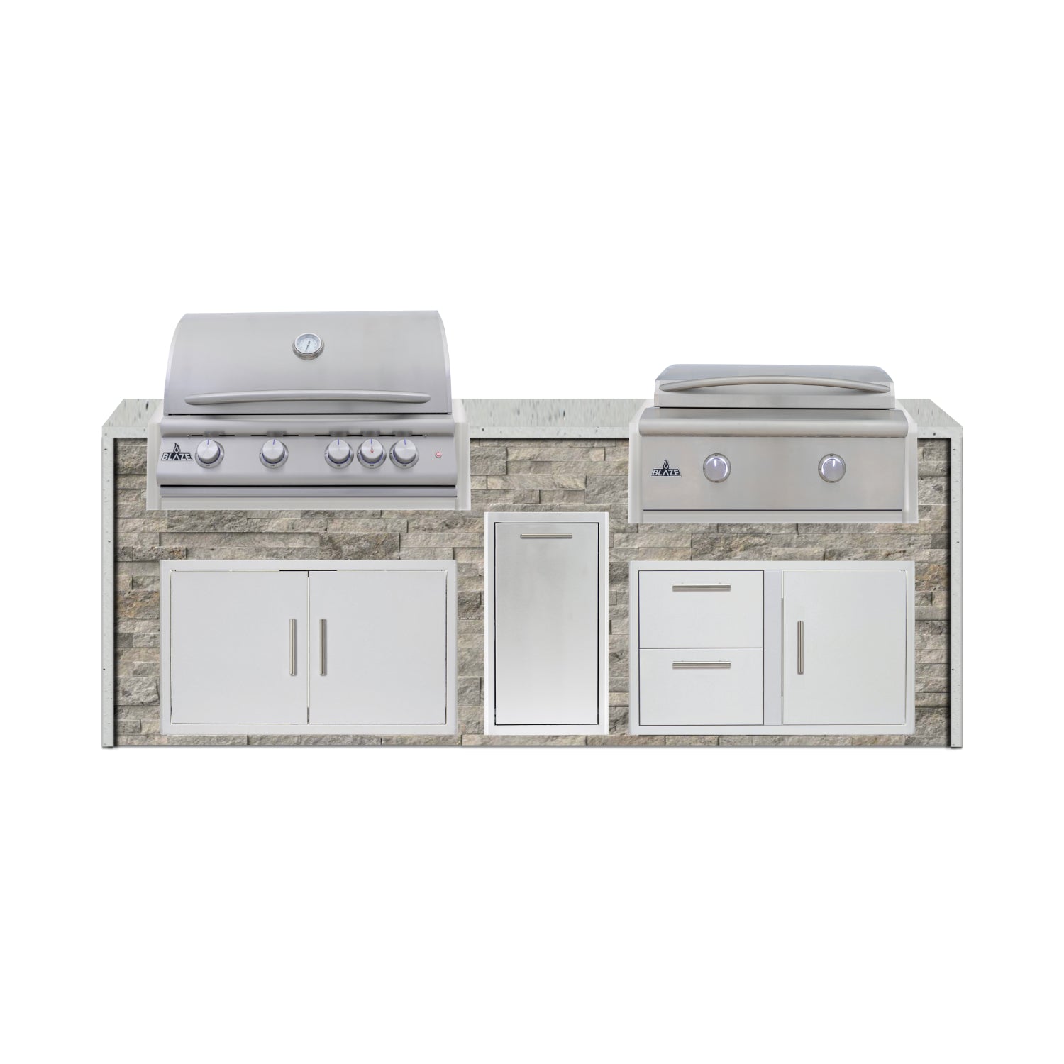 Blaze 96" Luxury Waterfall Finished Outdoor Kitchen PKG 13-ST-BLZ-13L+WF-ST