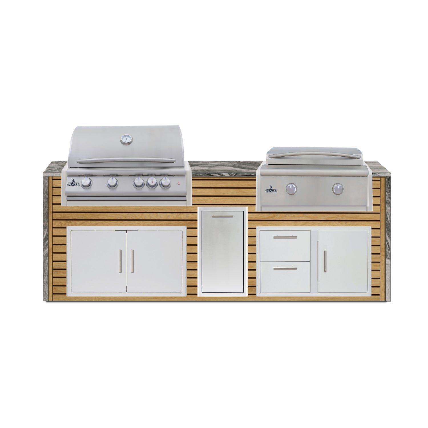 Blaze 72" Luxury Waterfall Finished Outdoor Kitchen PKG 4-AP-BLZ-4L+WF-AP