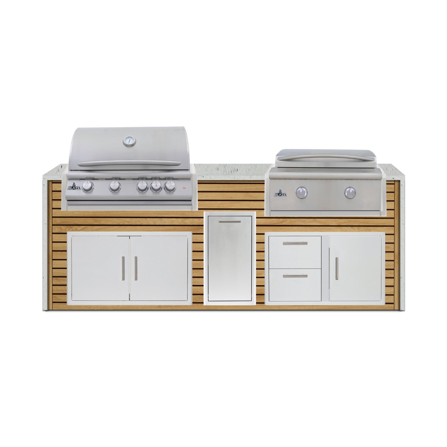 Blaze 96" Luxury Waterfall Finished Outdoor Kitchen PKG 13-AP-BLZ-13L+WF-AP