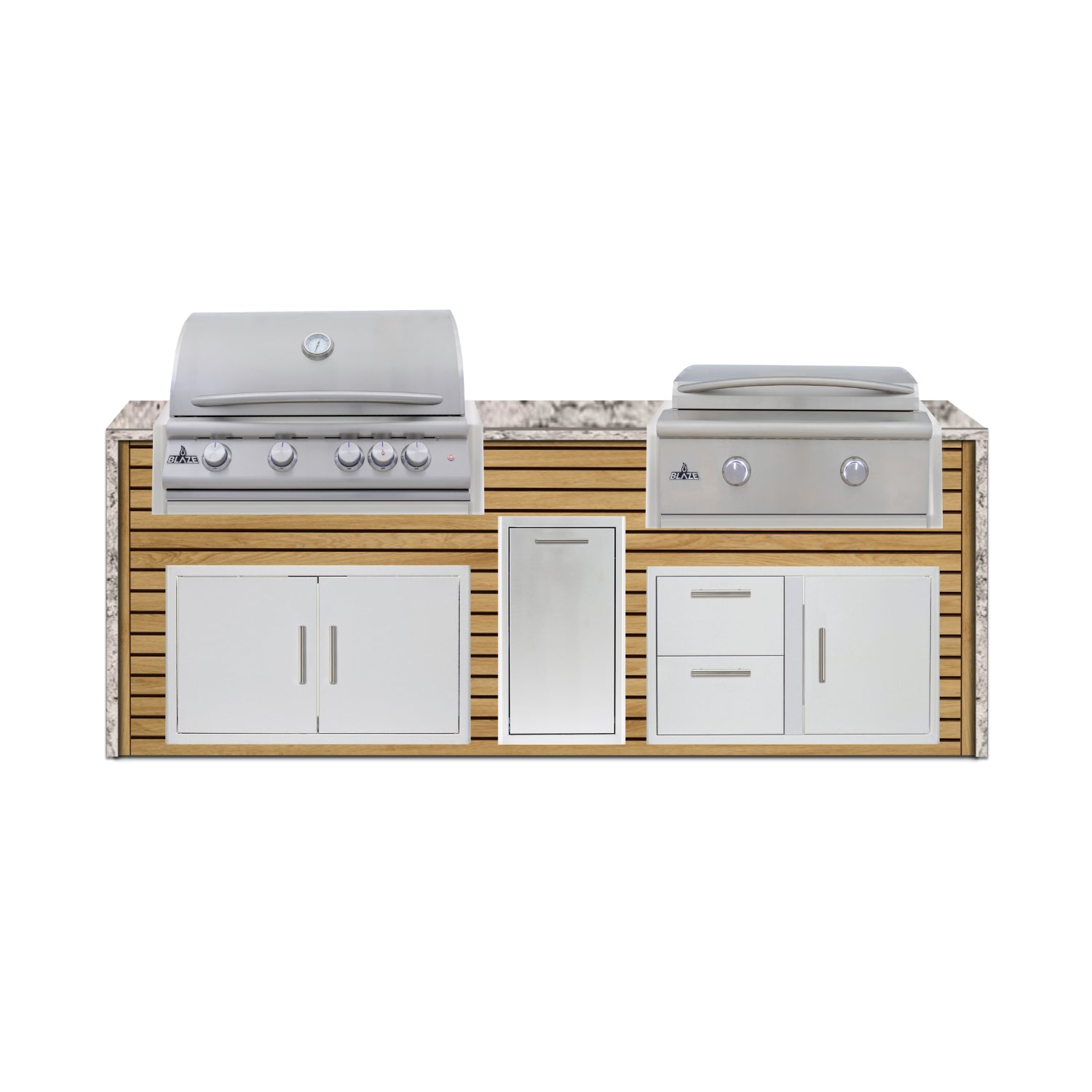 Blaze 96" Luxury Waterfall Finished Outdoor Kitchen PKG 13-AP-BLZ-13L+WF-AP