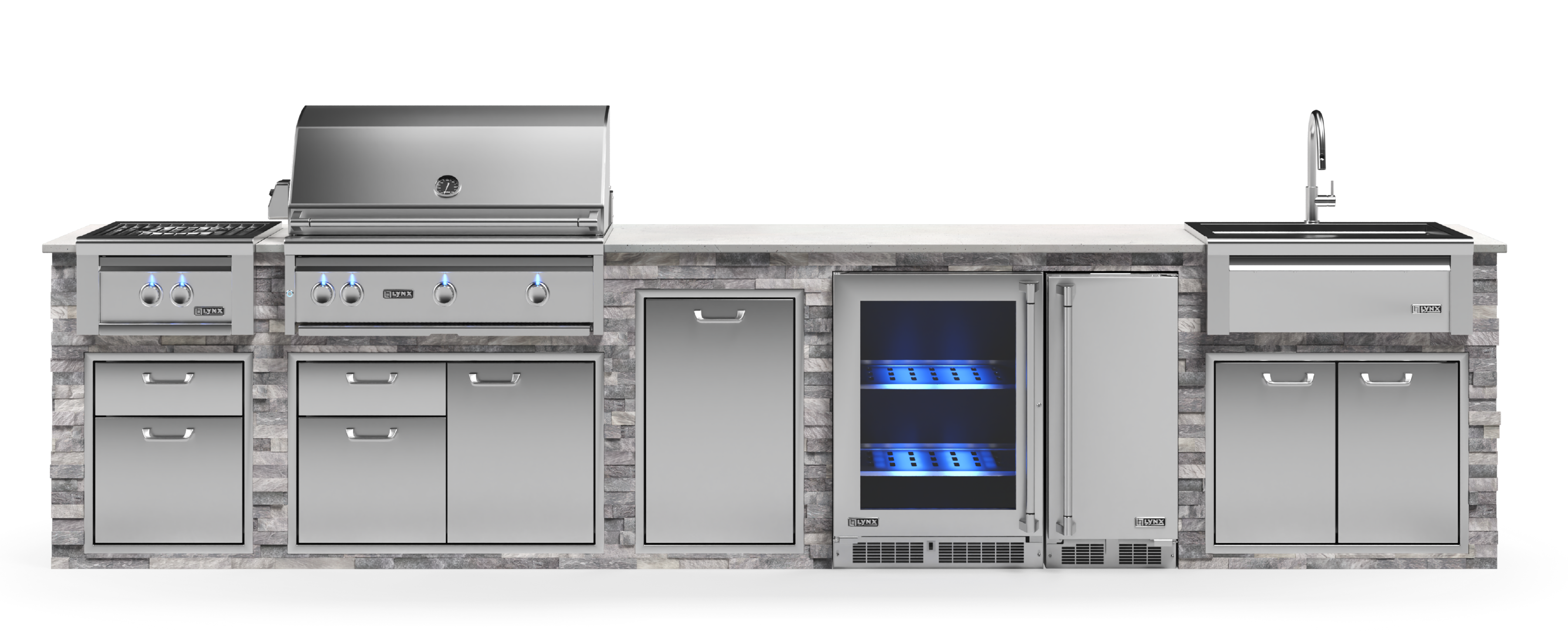 Lynx Pro Prestige Collection 168" Luxury Finished Outdoor Kitchen Package 15-LNX-15-PC