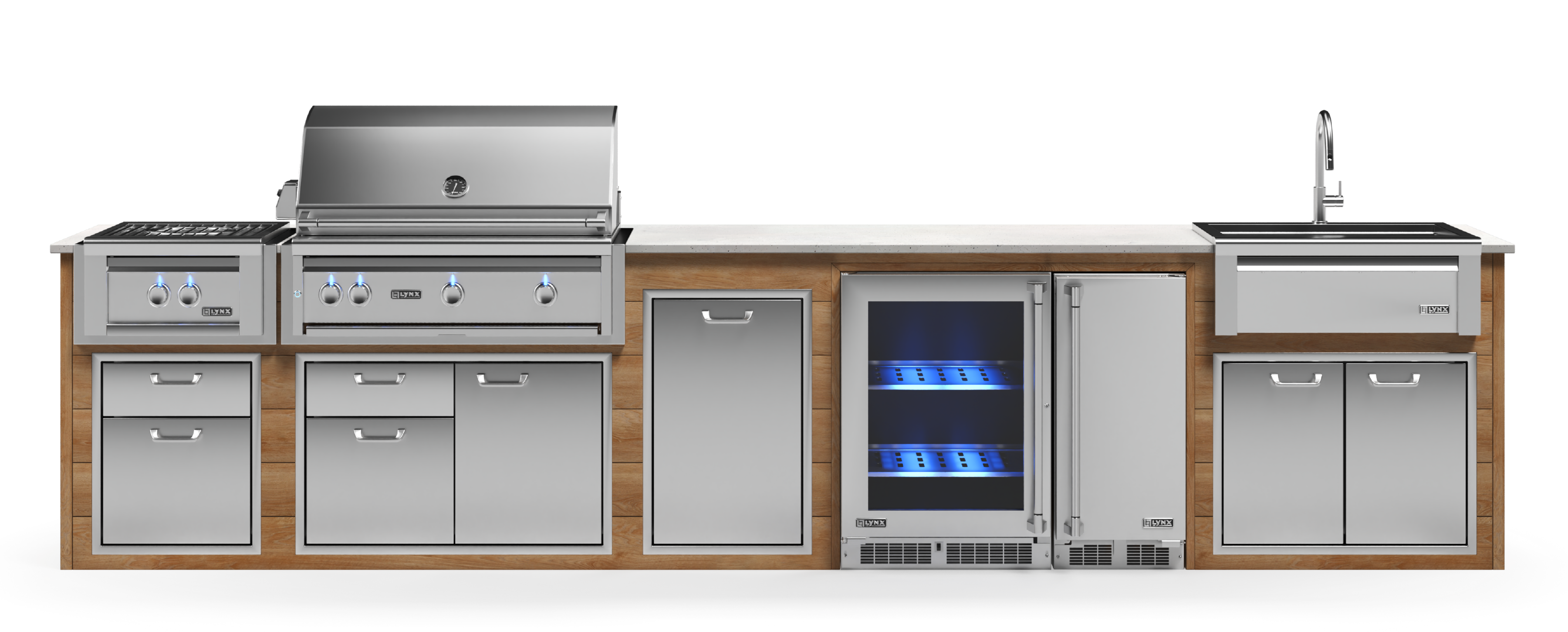 Lynx Pro Prestige Collection 168" Luxury Finished Outdoor Kitchen Package 15-LNX-15-PC