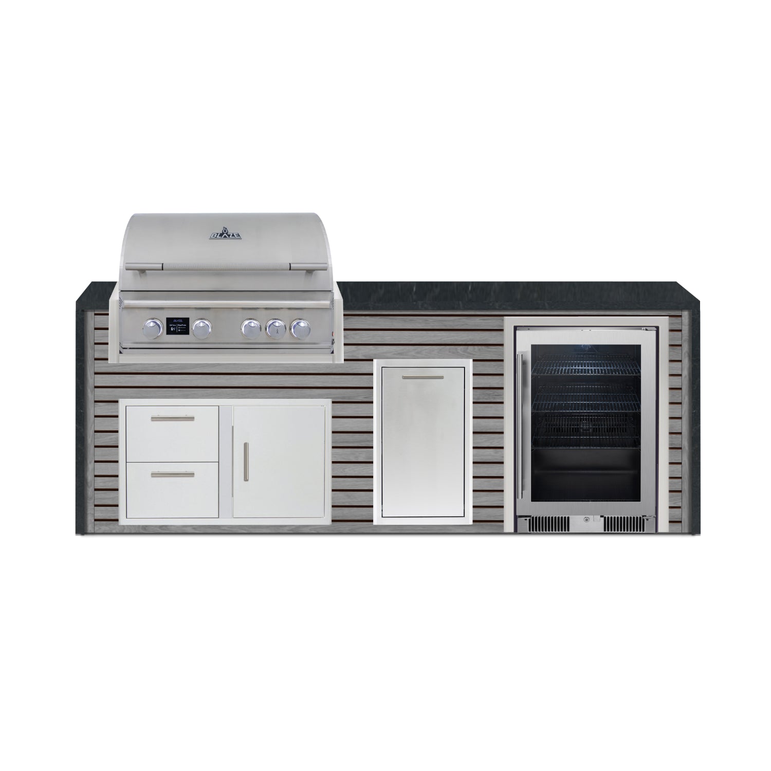 Blaze 96" Luxury Waterfall Finished Outdoor Kitchen PKG 19-AP-BLZ-19L+WF-AP