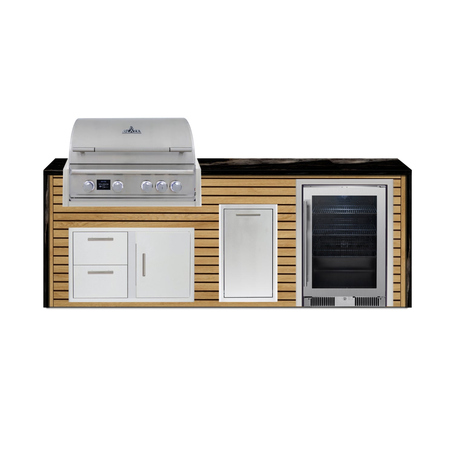 Blaze 96" Luxury Waterfall Finished Outdoor Kitchen PKG 19-AP-BLZ-19L+WF-AP