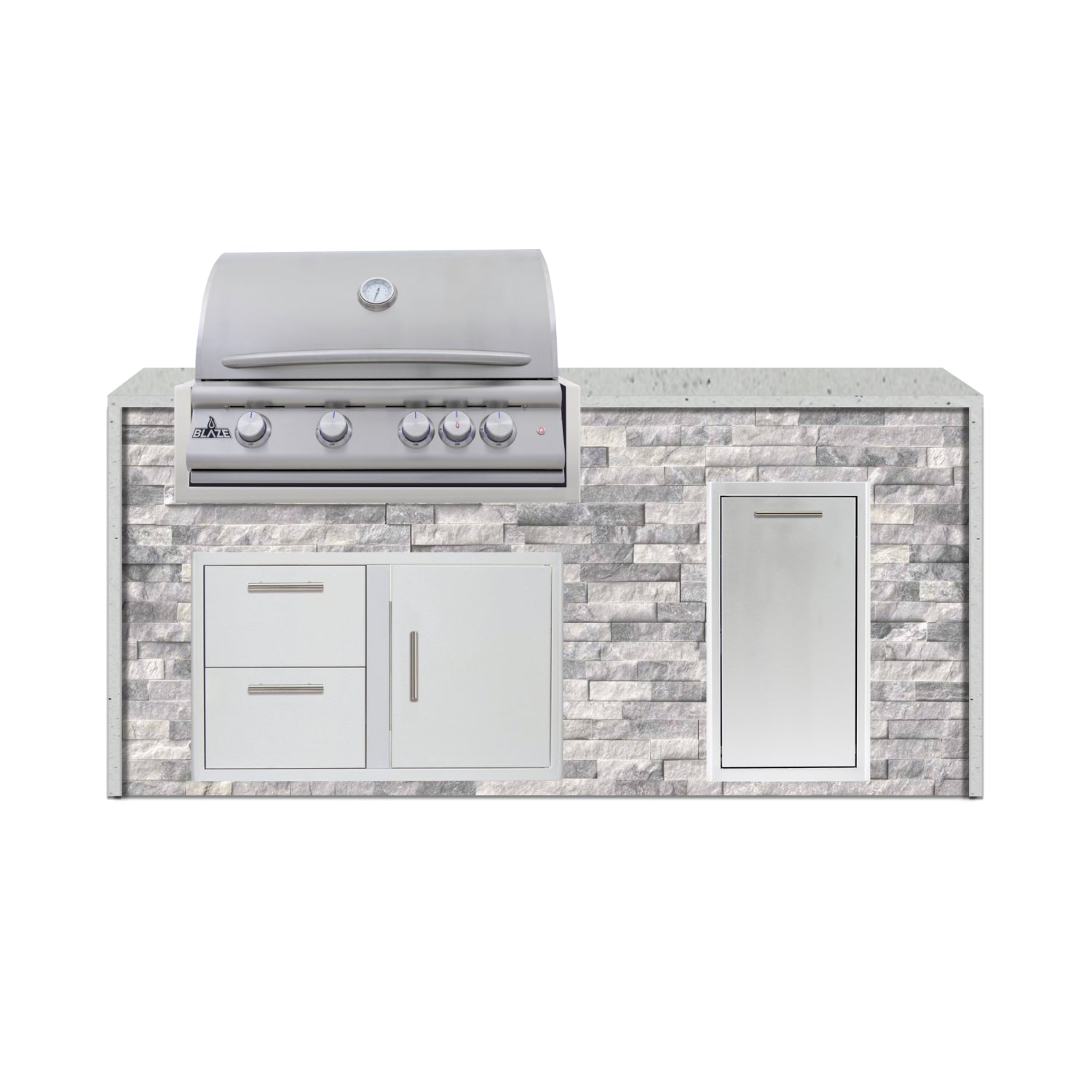 Blaze 72" Luxury Waterfall Finished Outdoor Kitchen PKG 4-ST-BLZ-4L+WF-ST