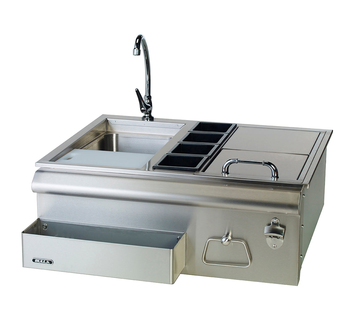 Bull 30-Inch Stainless Steel Slide-In Bar Center W/ Ice Chest & Sink-97623