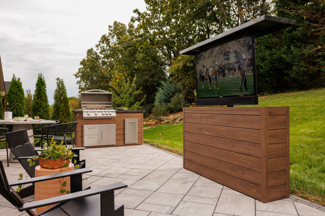 Fenix Vision 360 Luxury Outdoor TV Lift Cabinet ArtisanPlank Series-APSTVC