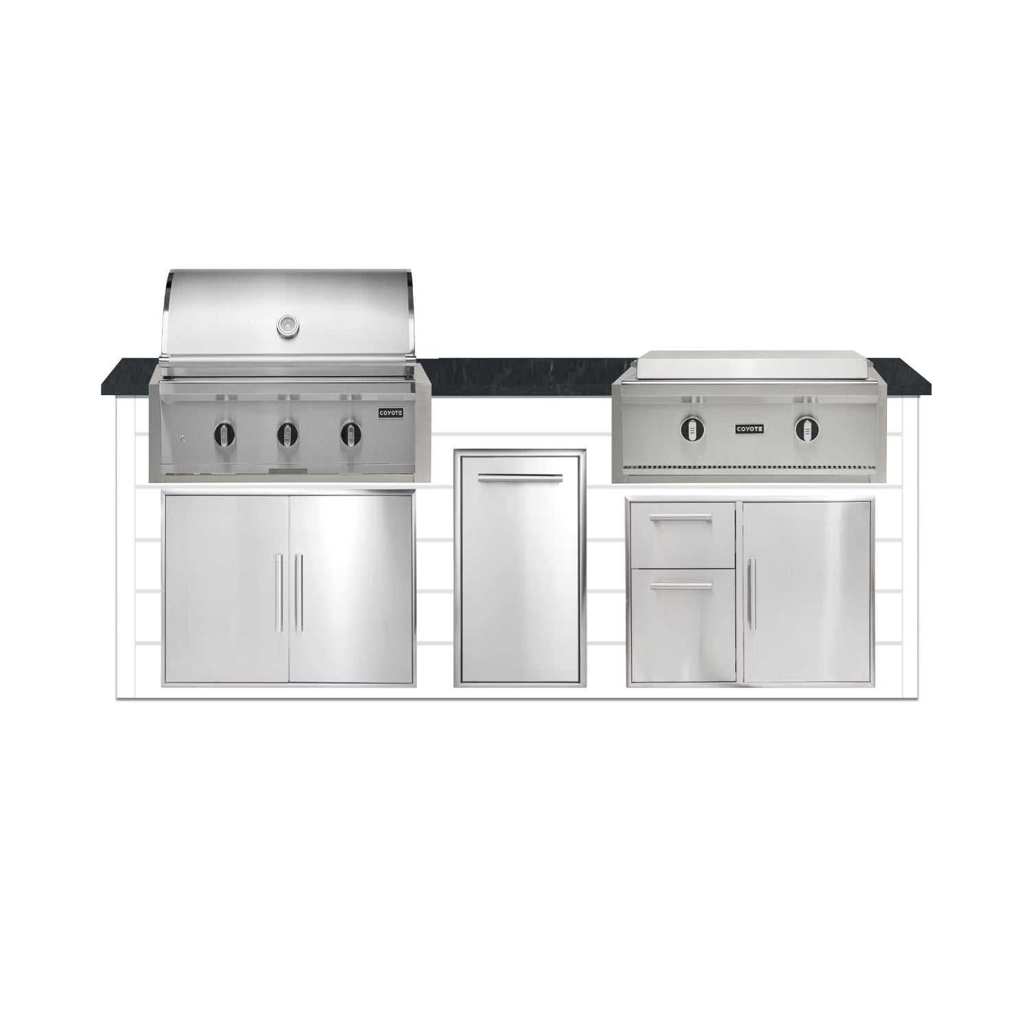 Coyote 96" Luxury Finished Outdoor Kitchen PKG 13G-CPKG13G