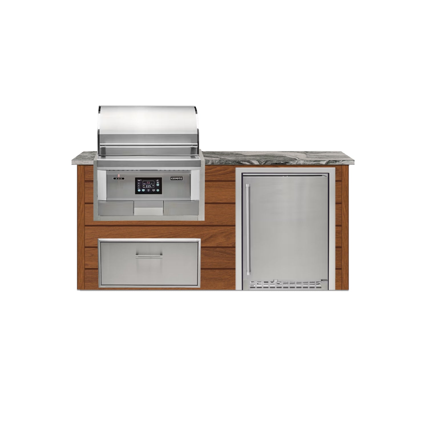 Coyote 72" Luxury Finished Outdoor Kitchen PKG 3P-CPKG3P