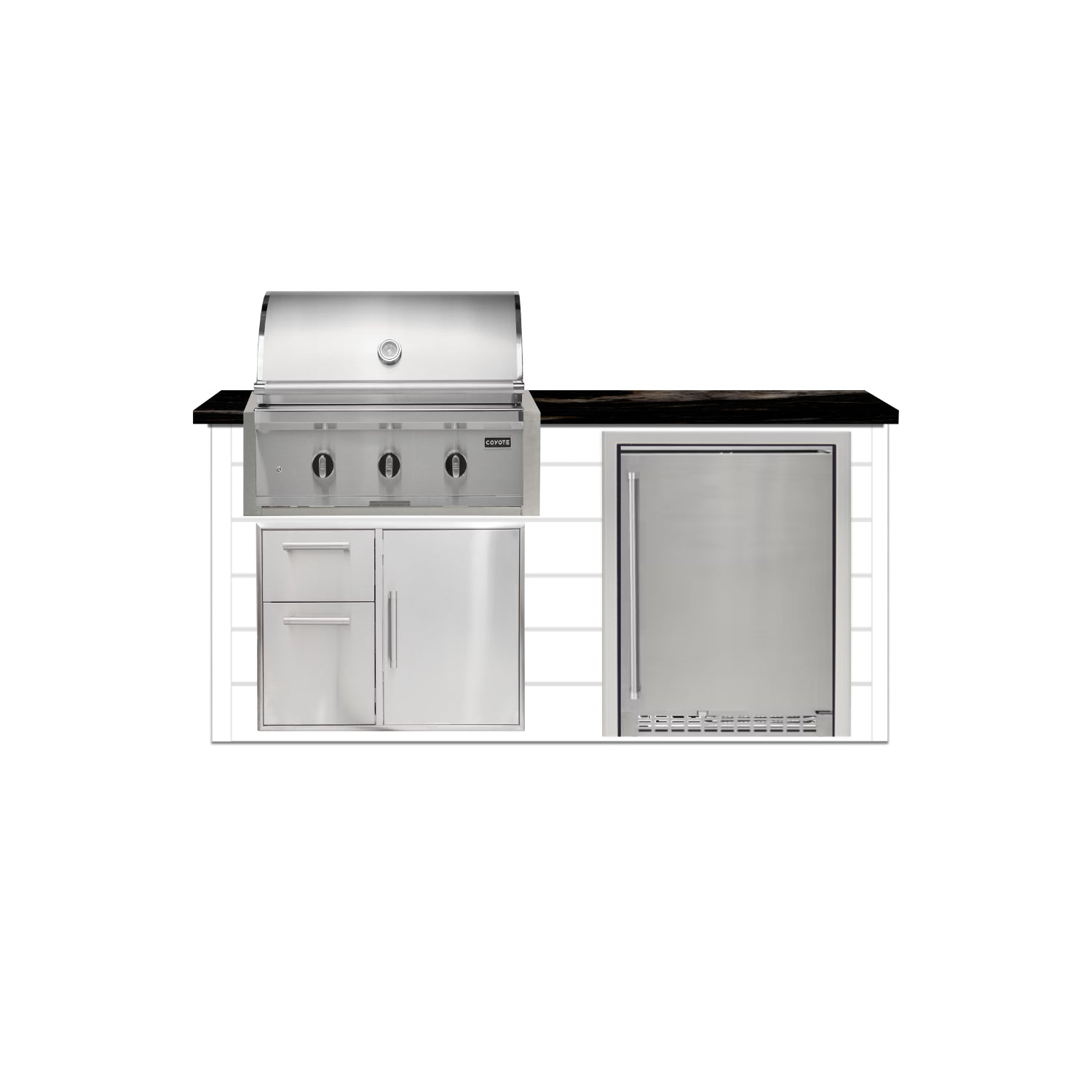 Coyote 72" Luxury Finished Outdoor Kitchen PKG 3G-CPKG3G