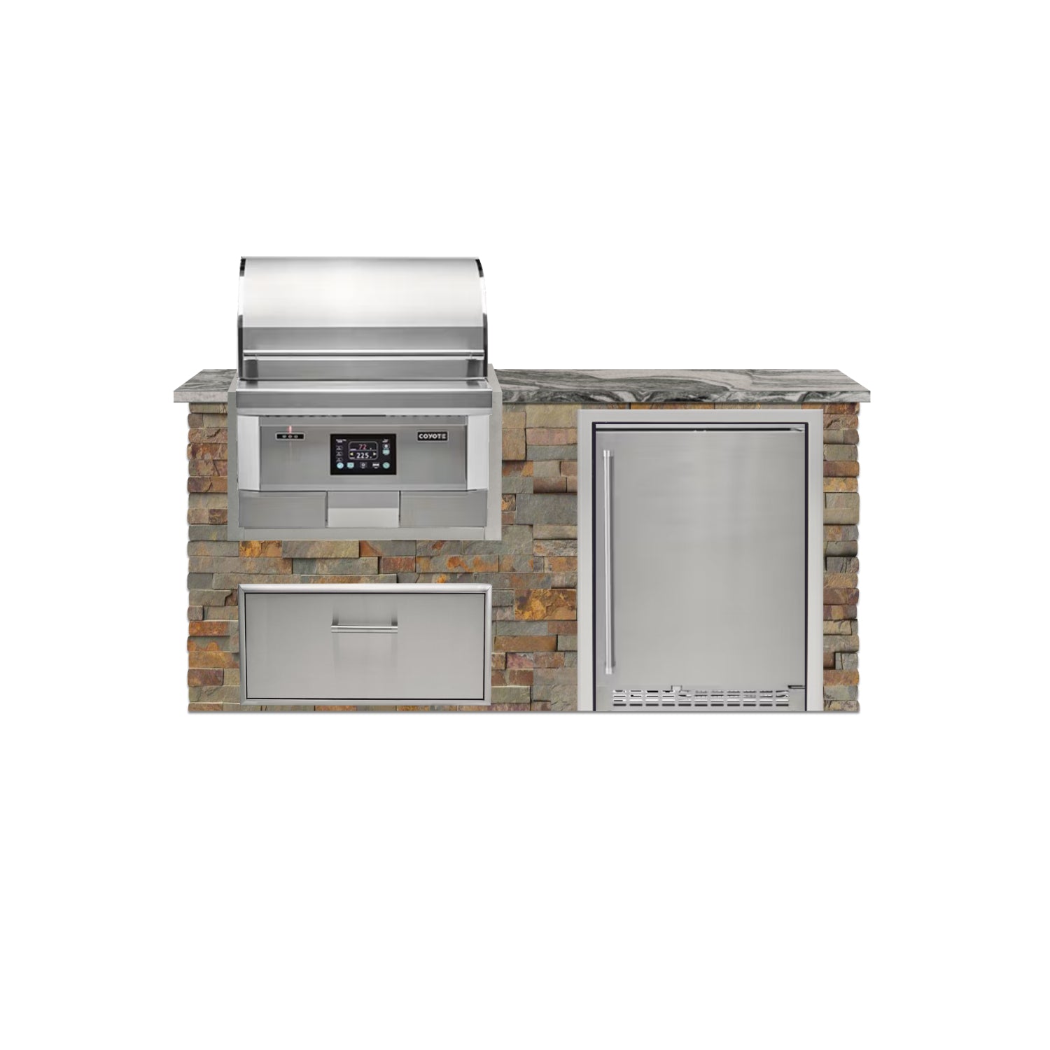Coyote 72" Luxury Finished Outdoor Kitchen PKG 3P-CPKG3P