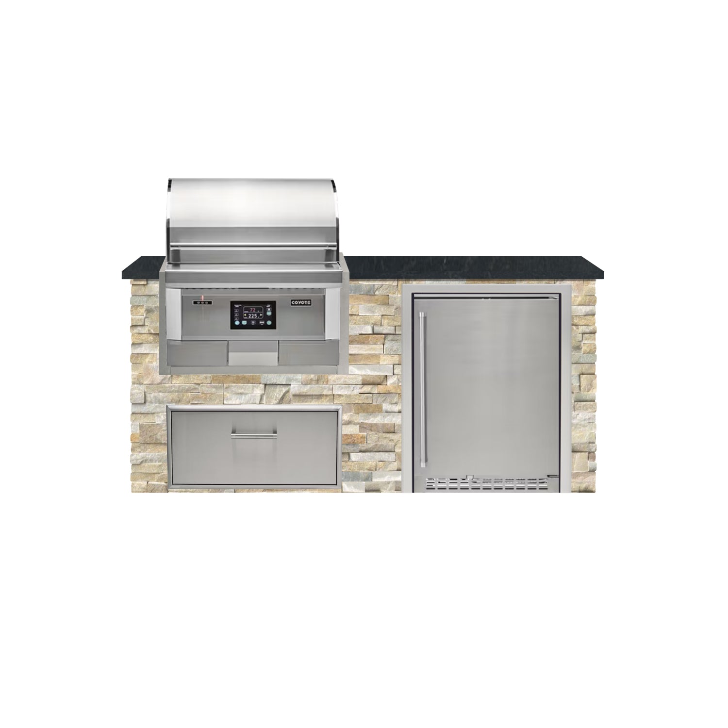Coyote 72" Luxury Finished Outdoor Kitchen PKG 3P-CPKG3P