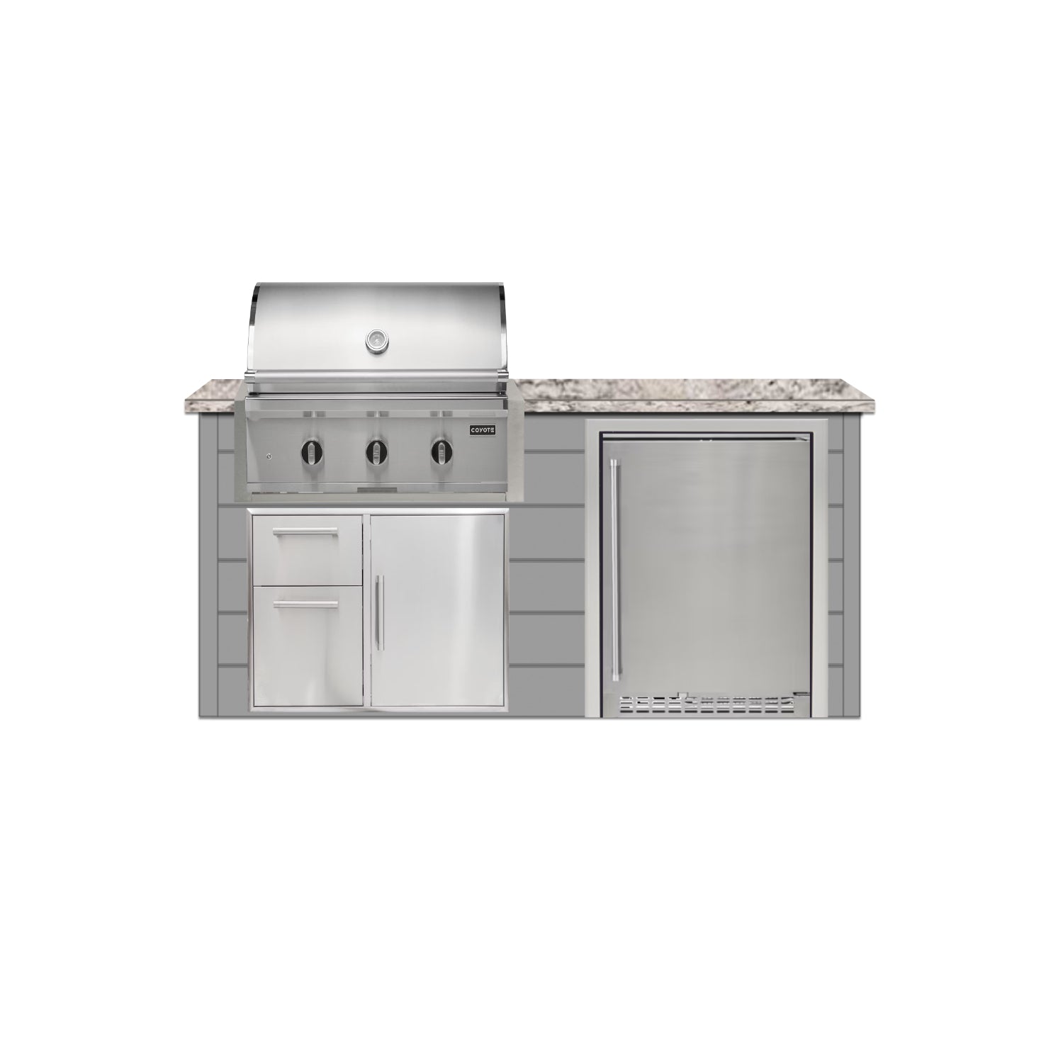 Coyote 72" Luxury Finished Outdoor Kitchen PKG 3G-CPKG3G
