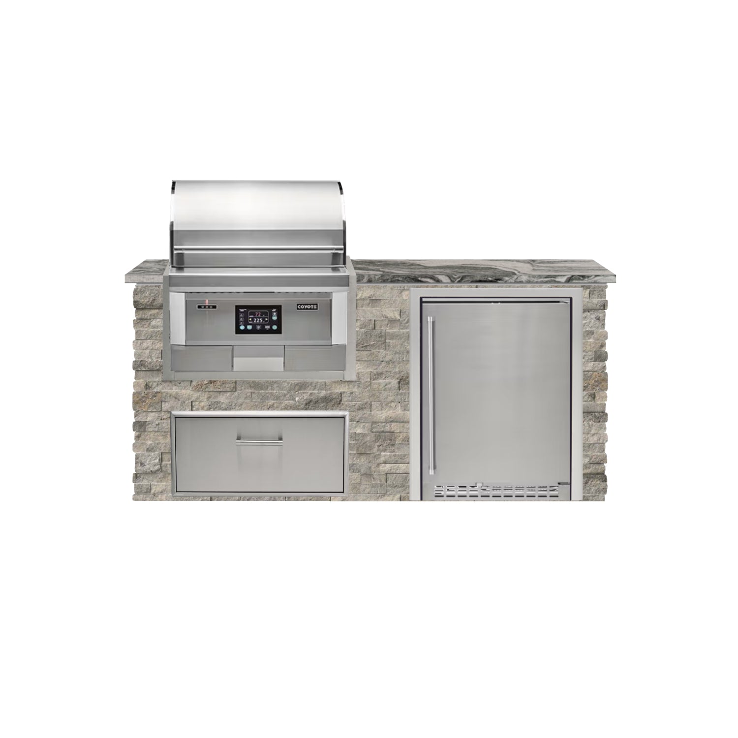 Coyote 72" Luxury Finished Outdoor Kitchen PKG 3P-CPKG3P
