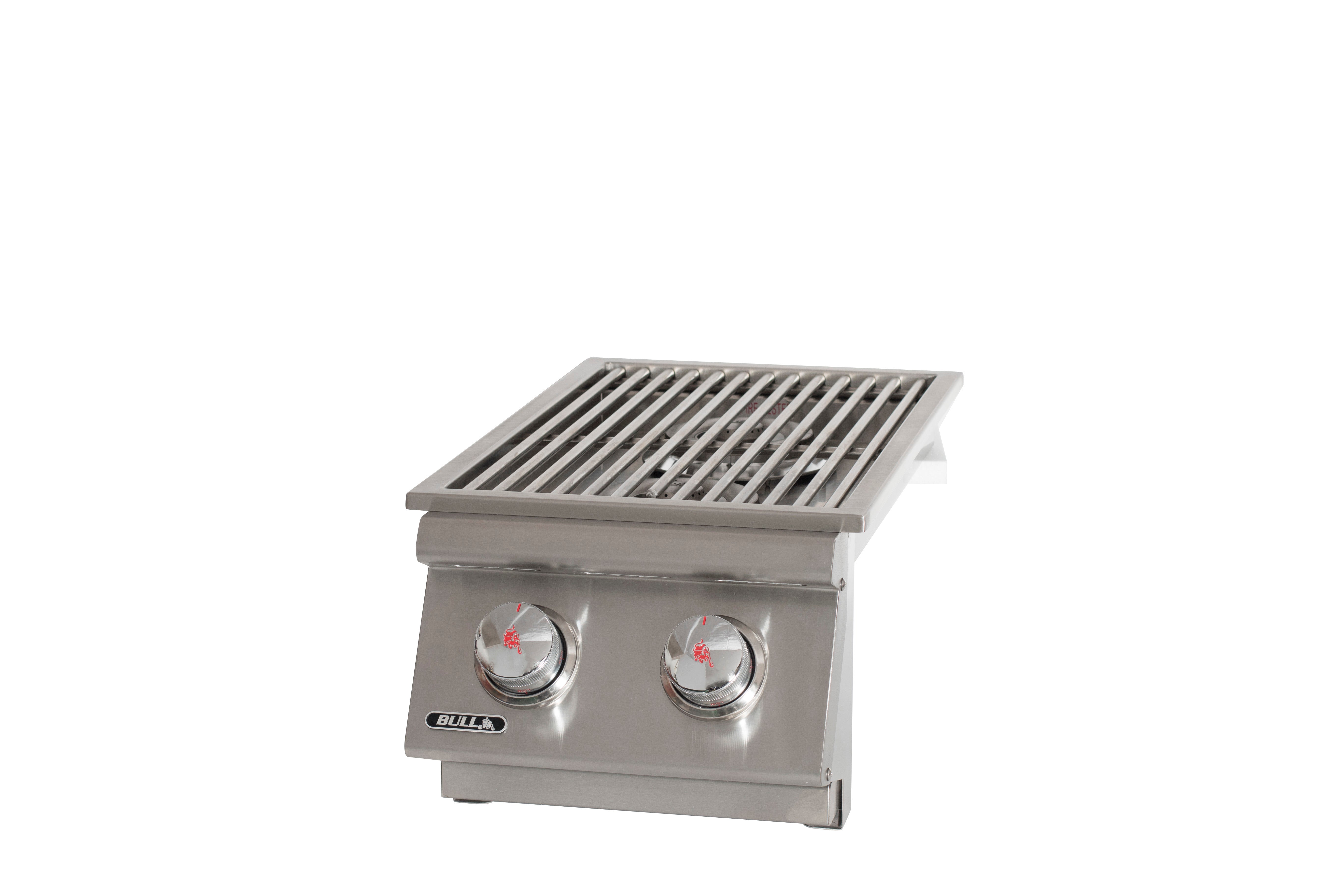 Bull Built-In Natural Gas and Propane Gas Double Side Burner W/ Stainless Steel Lid -300008/9