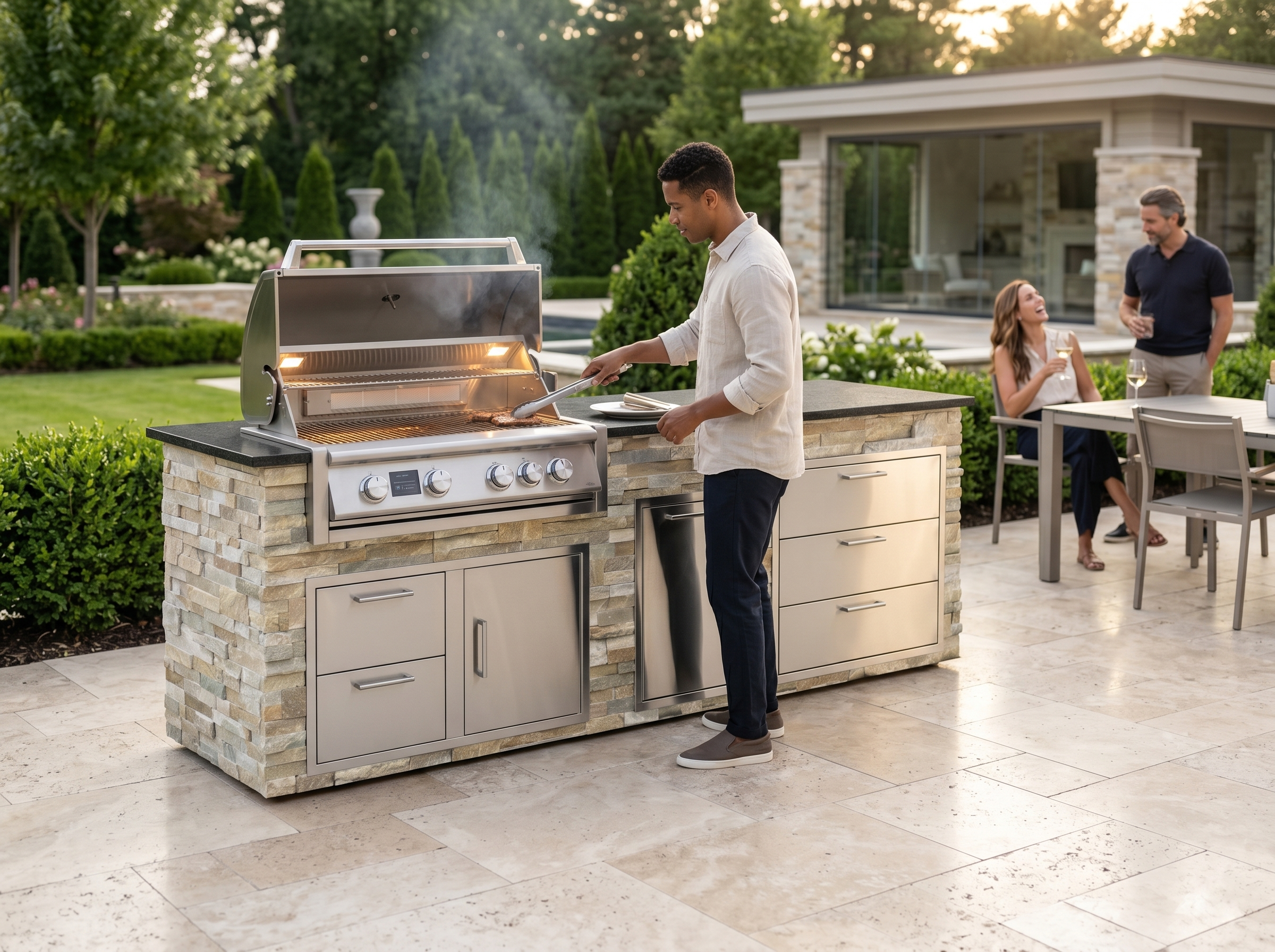 Blaze Quick Ship 96" Luxury Finished Outdoor Kitchen PKG 1-BLZ-QSHIP1
