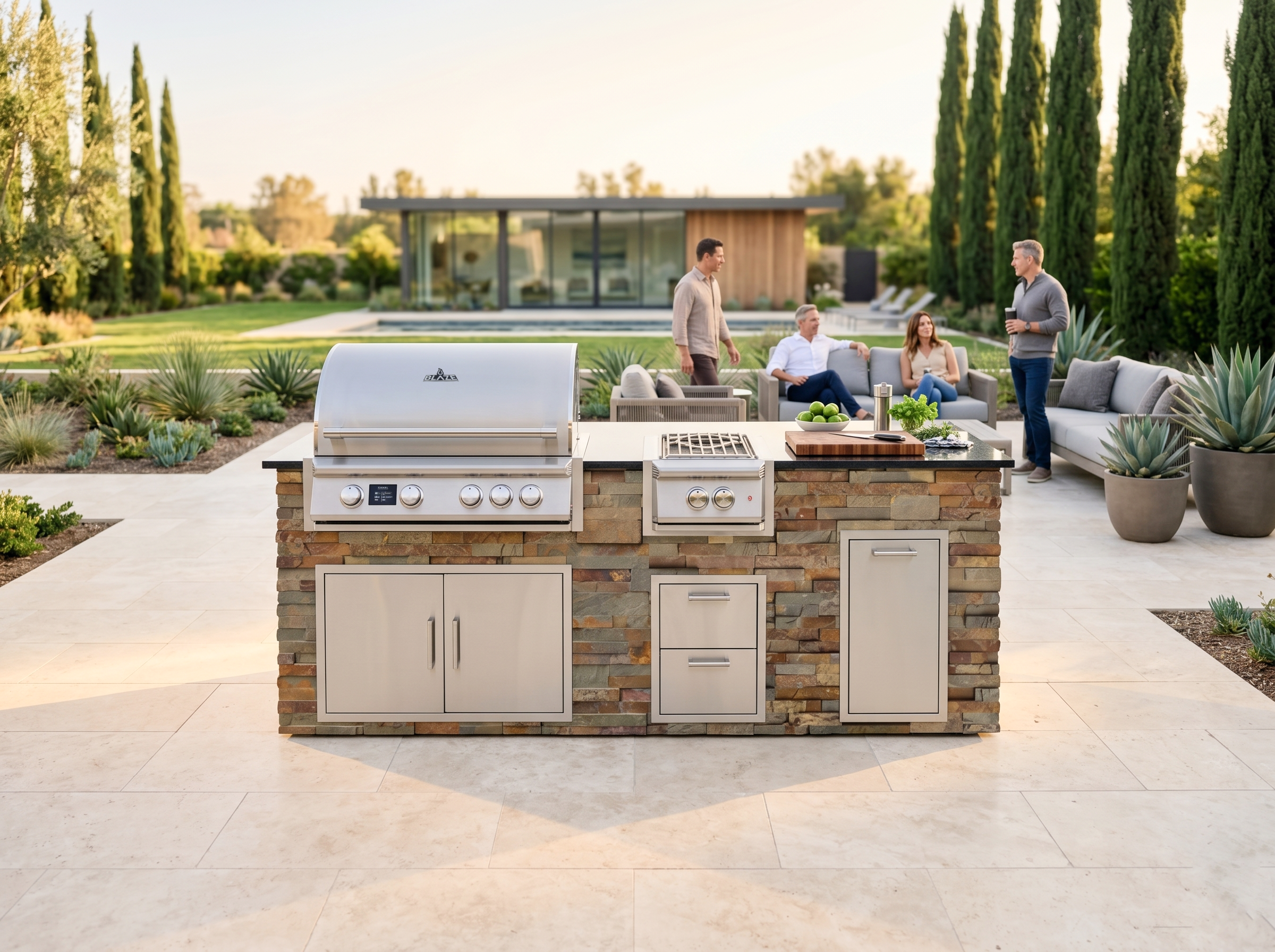 Blaze Quick Ship 96" Luxury Finished Outdoor Kitchen PKG 10-BLZ-QSHIP10