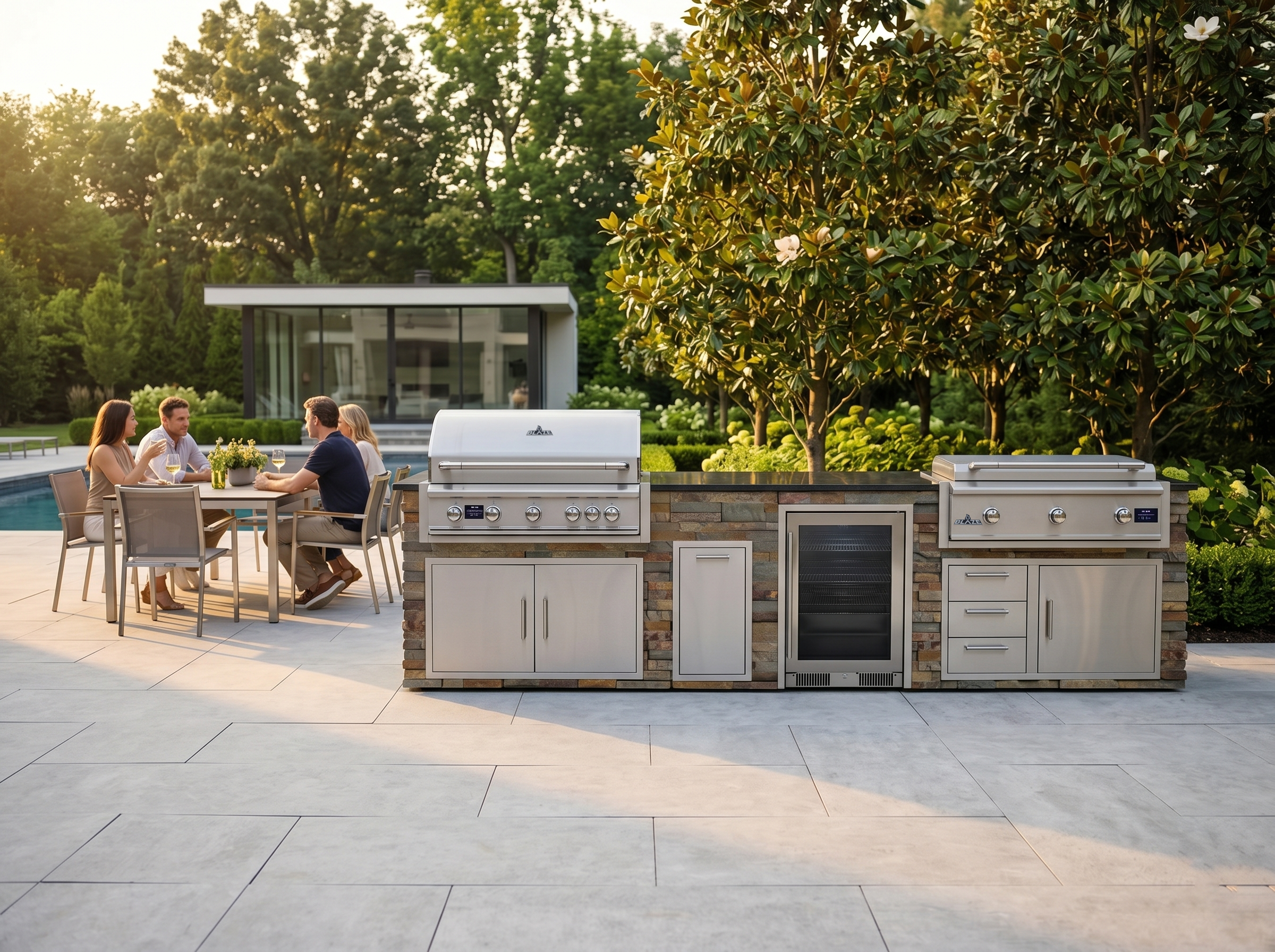 Blaze Quick Ship 96" Luxury Finished Outdoor Kitchen PKG 23-BLZ-QSHIP23
