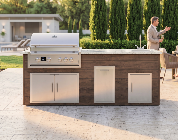 Blaze 8 ft outdoor kitchen island with 32" grill and sink