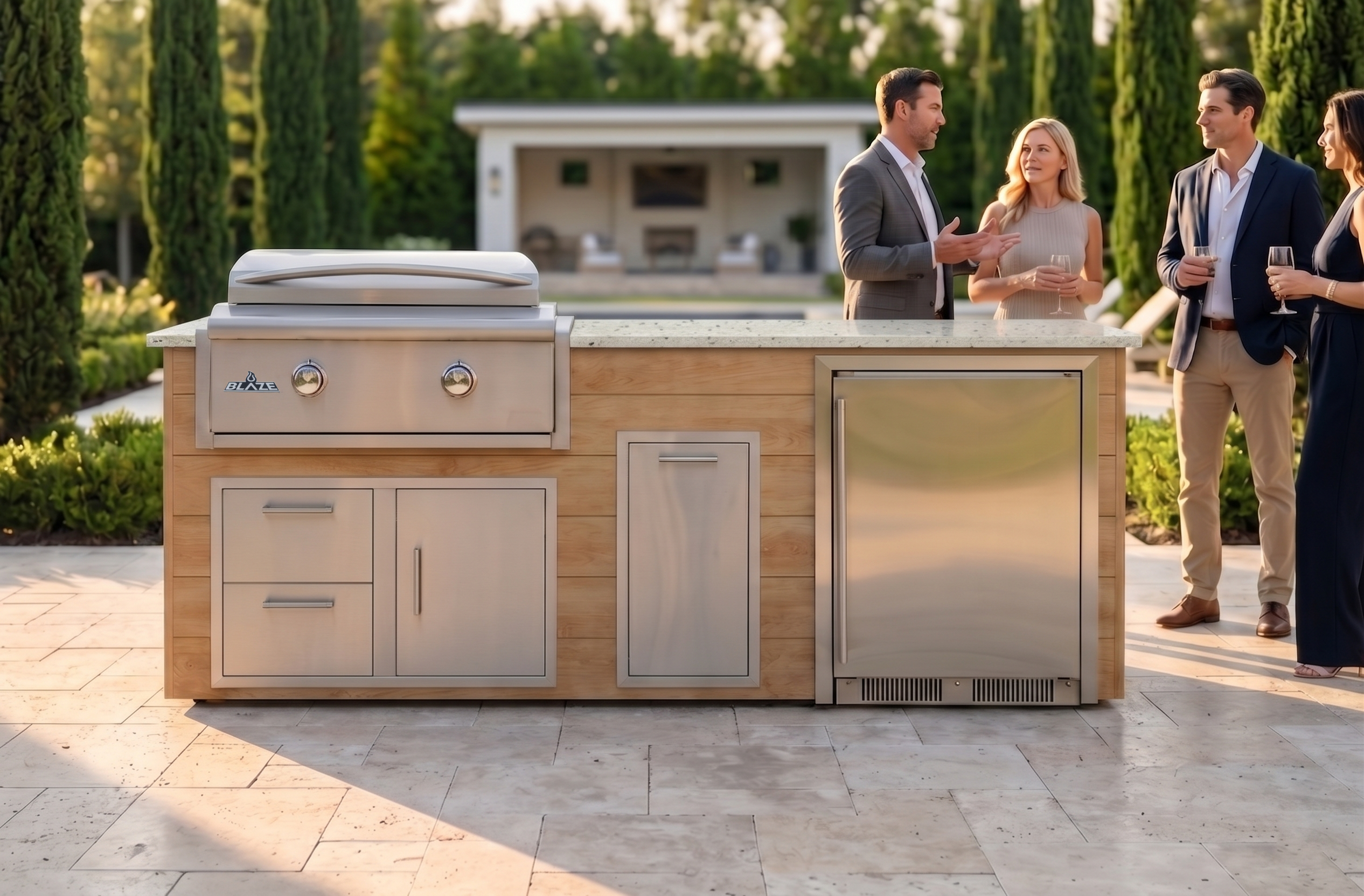 Blaze Quick Ship 96" Luxury Finished Outdoor Kitchen PKG 8-BLZ-QSHIP8