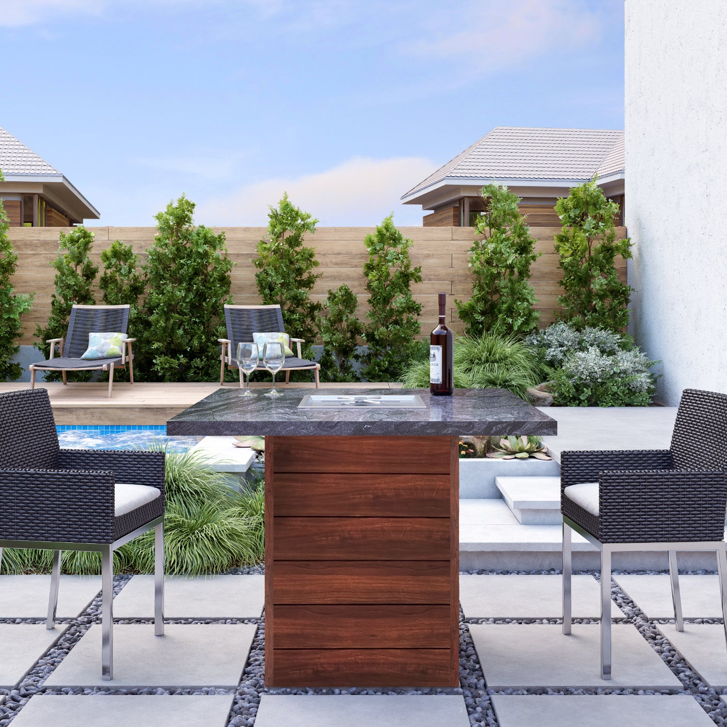 Luxury Bar Height Chat Fire Table Fully Finished-BR-BHCT