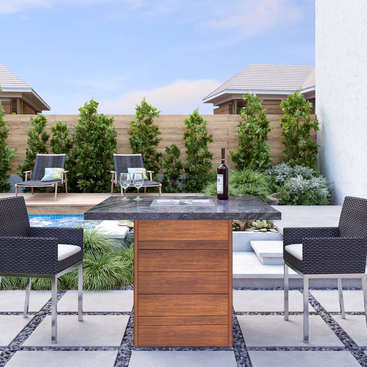 Luxury Bar Height Chat Fire Table Fully Finished-BR-BHCT