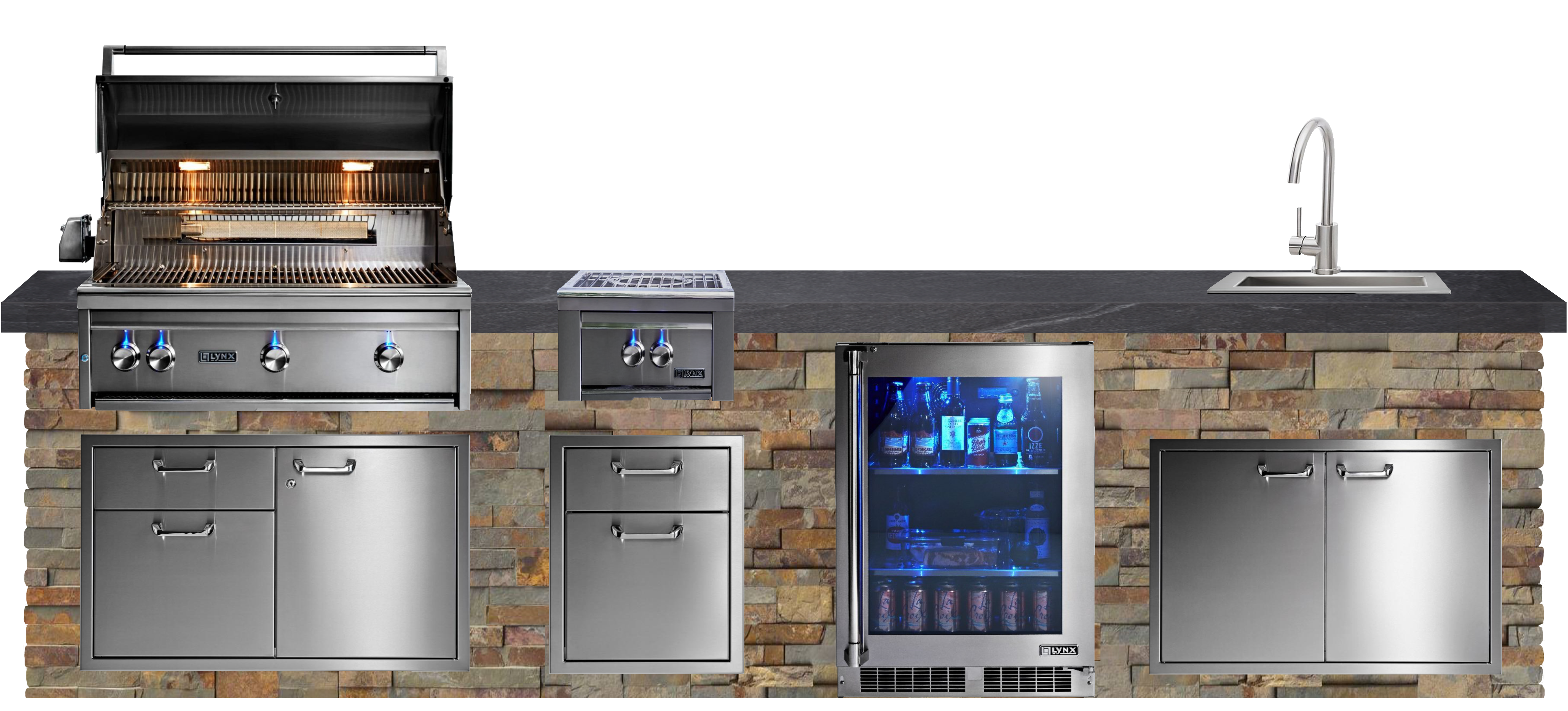 Lynx Pro Classic Collection 144" Luxury Finished Outdoor Kitchen Package 13-LNX-13-CC