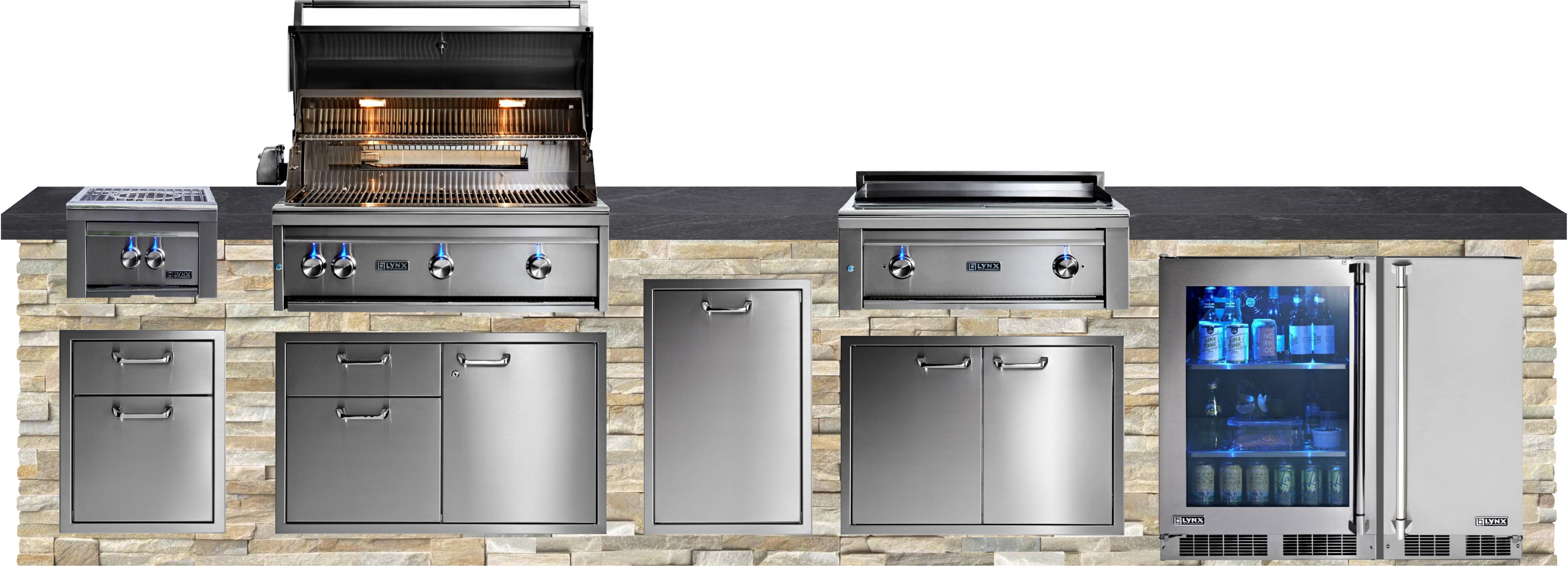 Lynx Pro Classic Collection 168" Luxury Finished Outdoor Kitchen Package 16-LNX-16-CC
