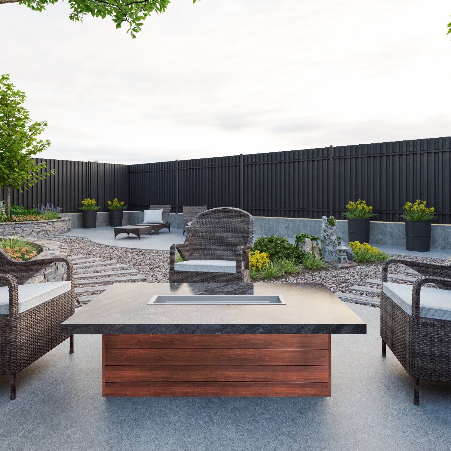 Luxury Low Chat  Extended Fire Table Fully Finished-BR-LCT-ET