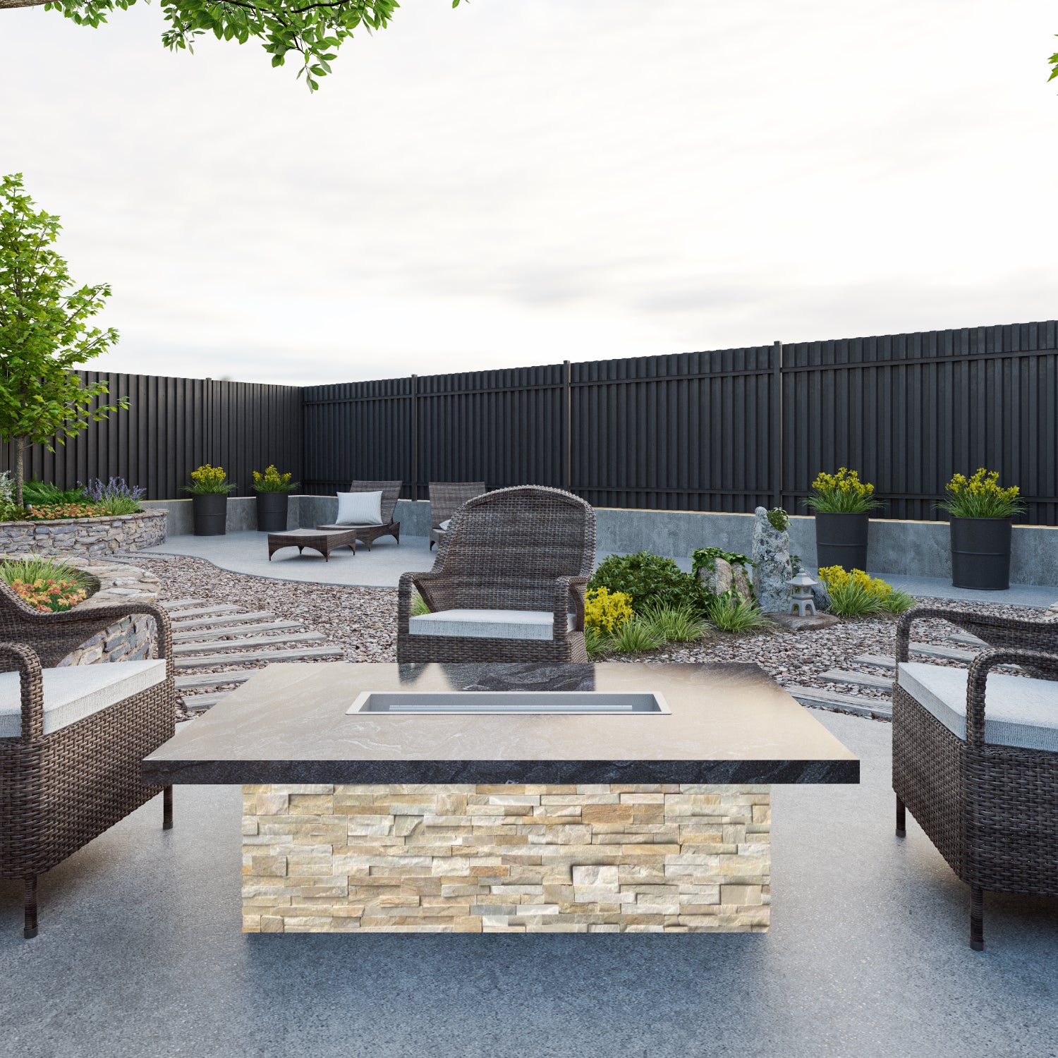 Luxury Low Chat  Extended Fire Table Fully Finished-BR-LCT-ET