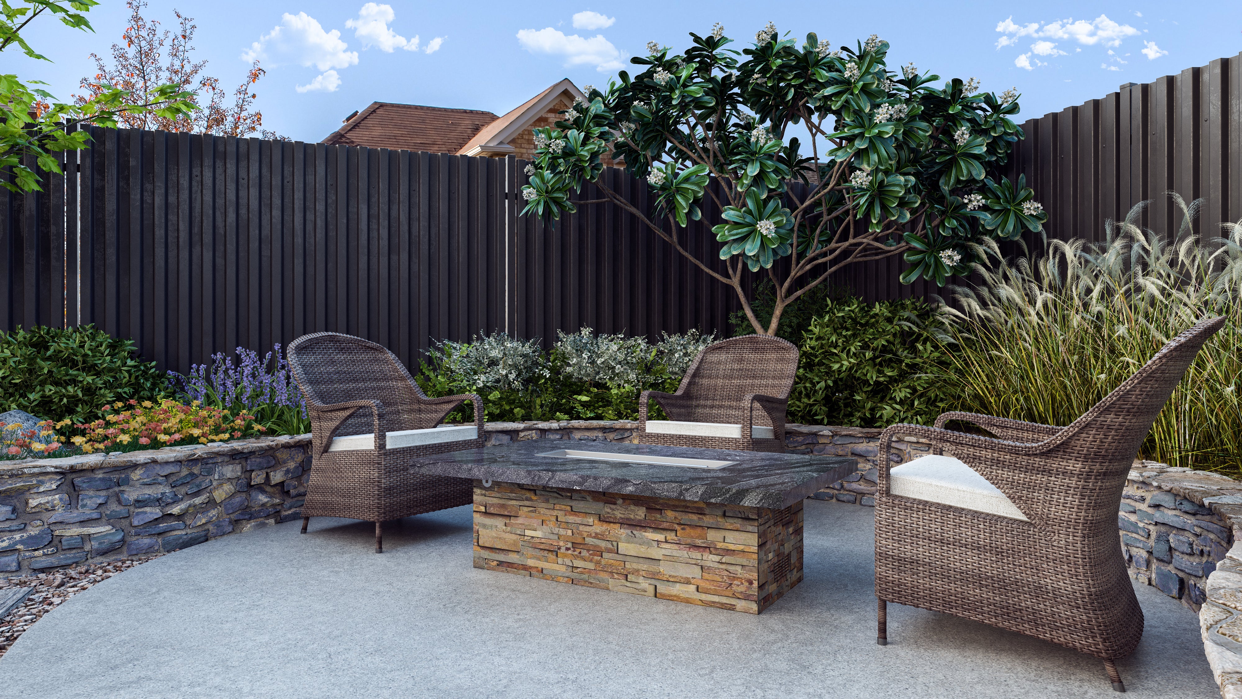 Luxury Low Chat  Extended Fire Table Fully Finished-BR-LCT-ET