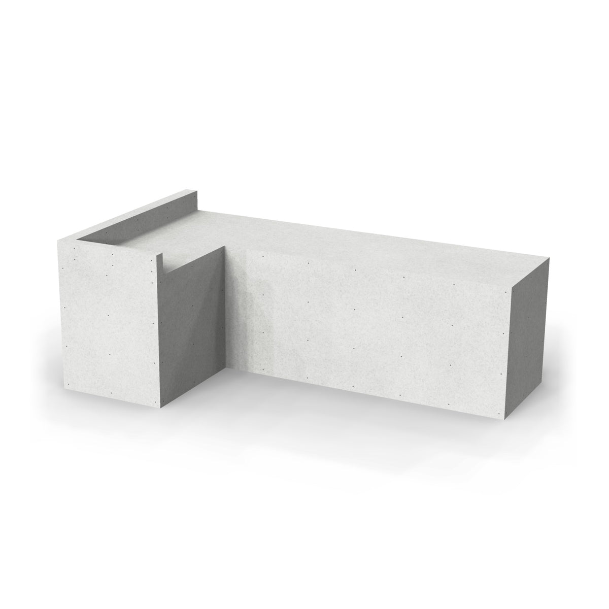 9.5 x 5.5 ft L shaped Design Ready outdoor kitchen as it ships, in plain cement board with no appliance openings