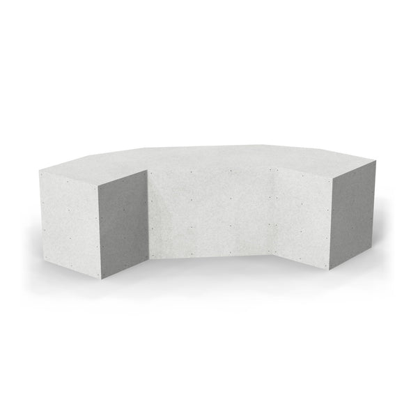 123 inch angled Design Ready outdoor kitchen as it ships, in plain cement board with no appliance openings