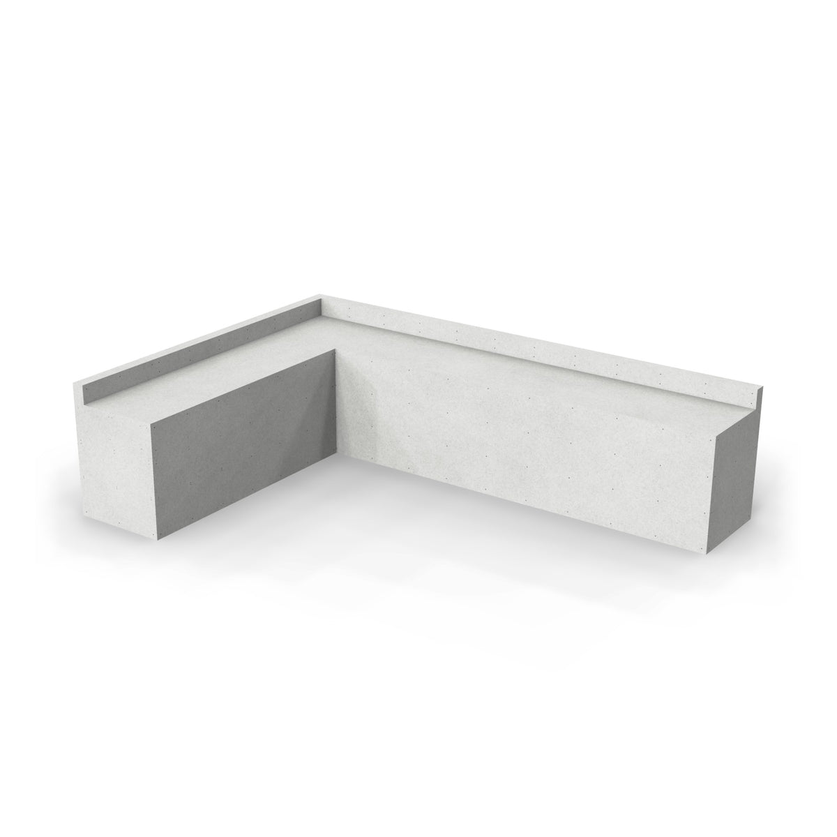 162 x 114 inch L shaped Design Ready outdoor kitchen with a backsplash, as it ships in plain cement board with no appliance openings