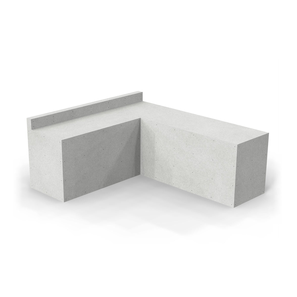 90 x 102 inch L shaped Design Ready outdoor kitchen as it ships, in plain cement board with no appliance openings
