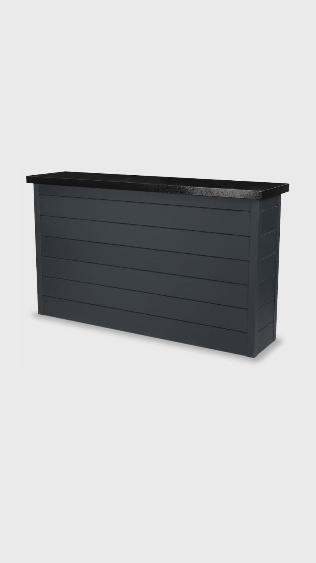 Outdoor TV lift cabinet shown in all 18 looks: ArtisanPlank in 6 inch, 2 inch horizontal and 2 inch vertical profiles, plus 4 natural stacked stone colors