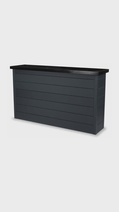 Outdoor TV lift cabinet shown in all 18 looks: ArtisanPlank in 6 inch, 2 inch horizontal and 2 inch vertical profiles, plus 4 natural stacked stone colors